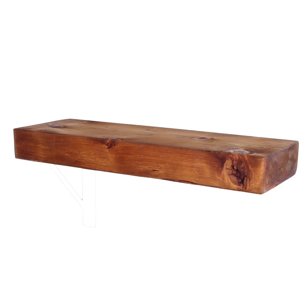 Crest and Weave chunky pine garden shelf with rustic grain and a 220 × 70mm section