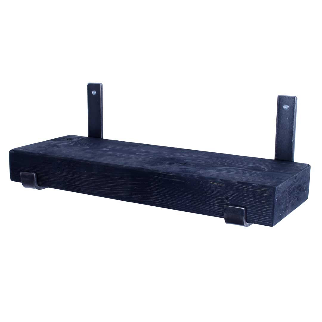 Rustic Crest and Weave pine garden shelf supplied with folded steel brackets