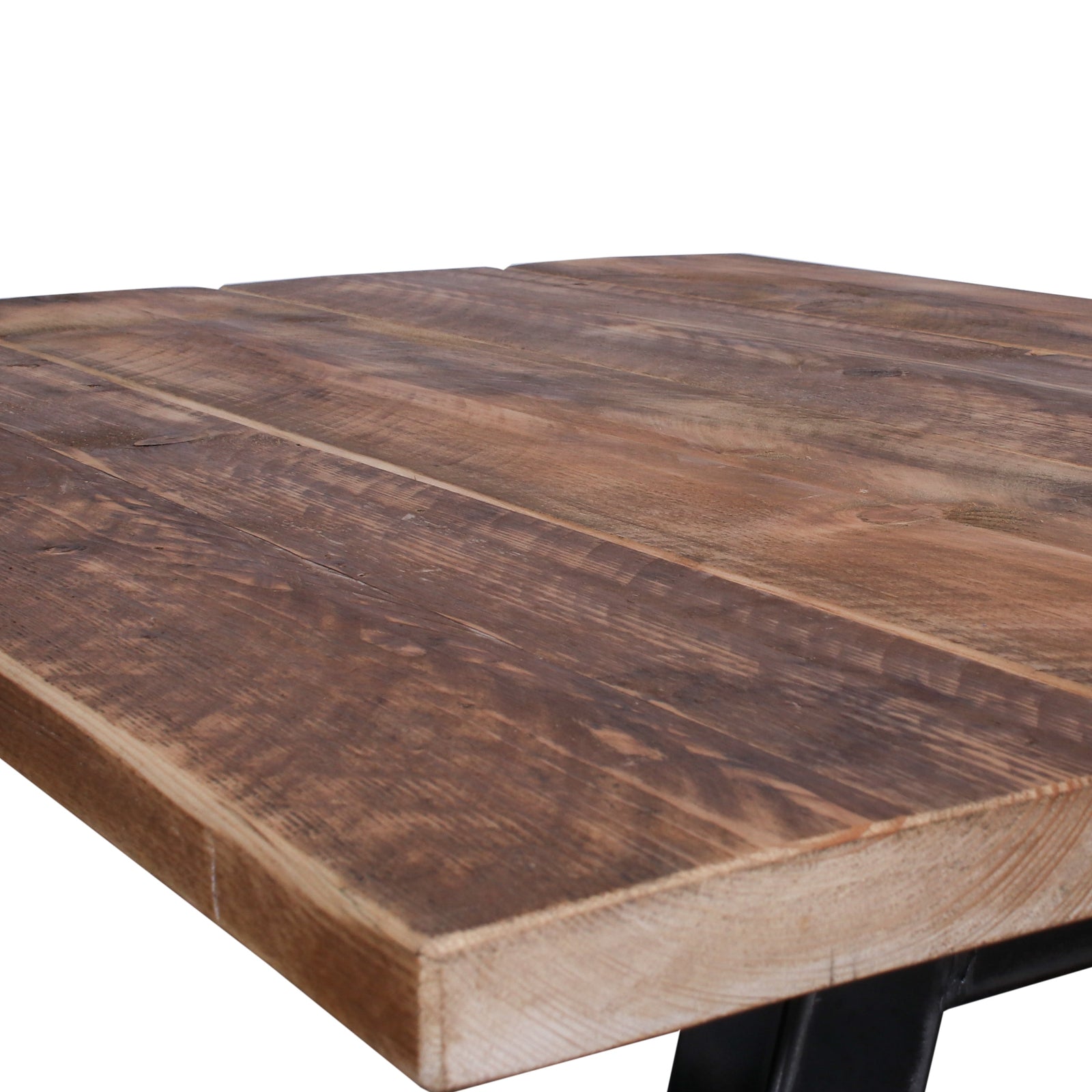 Rustic reclaimed scaffold-board stool with a 440mm square top